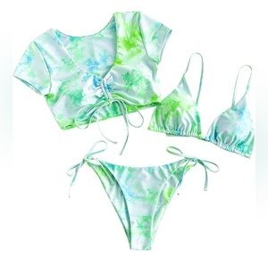 Size Medium- Tie Dye Bathing Suit with matching Crop Top